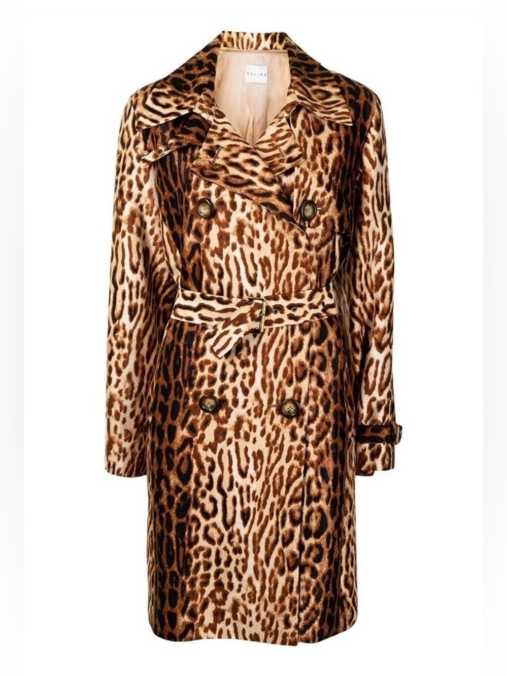 🔥🔥CELINE Leopard Print Trench Coat -US6 -Runway Rare Sold-Out Style Authentic 🔥🔥